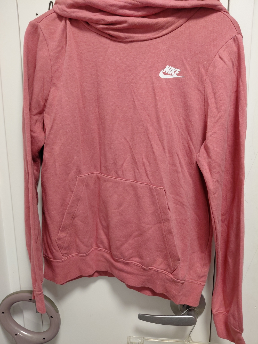 Nike Women's Dusty Rose Pullover Hoodie with White Swoosh